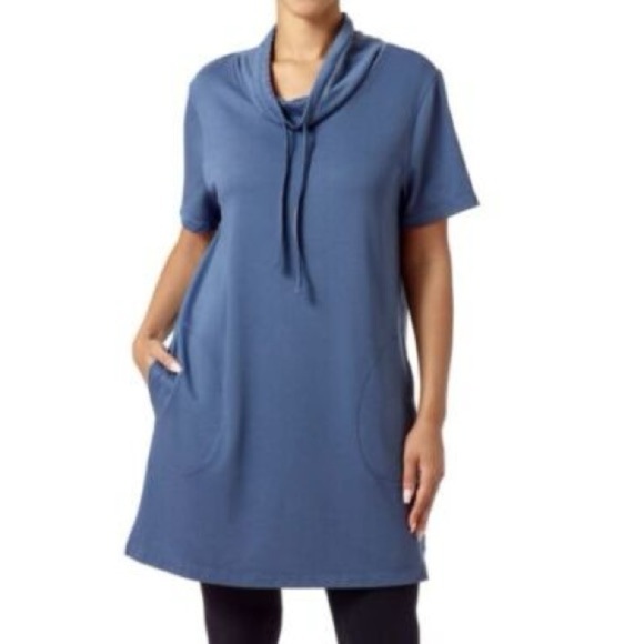 Cable & Gauge Dresses & Skirts - Cable & Gauge Blue-Gray Short Sleeve Hoodie Dress Medium EUC